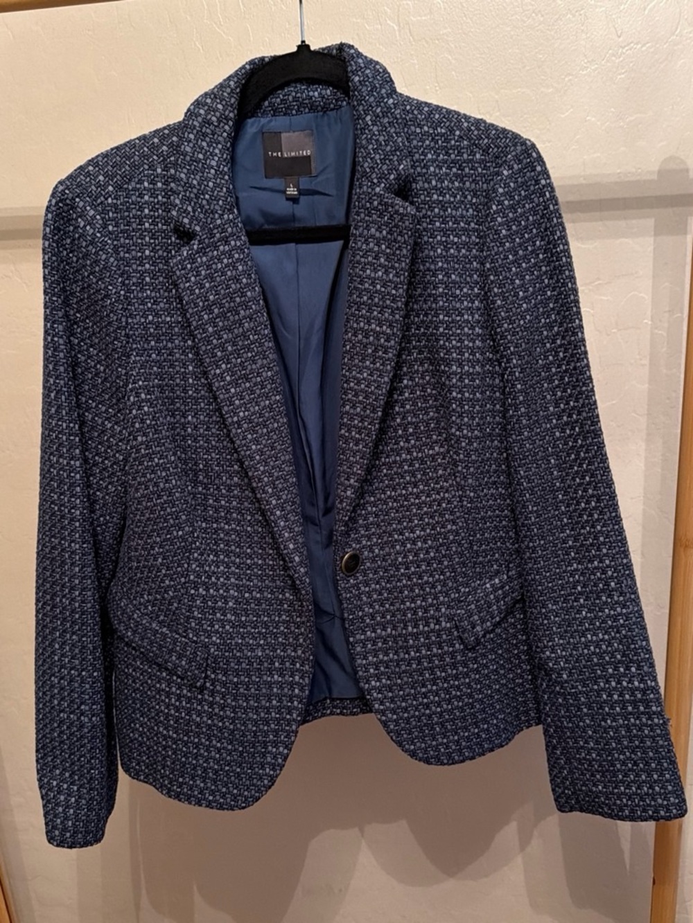 The Limited Navy Tweed-Texture Blazer